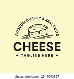 vintage logo Cheese piece vector template illustration