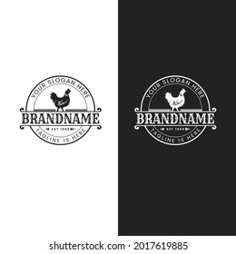 Vintage logo chicken farm illustration