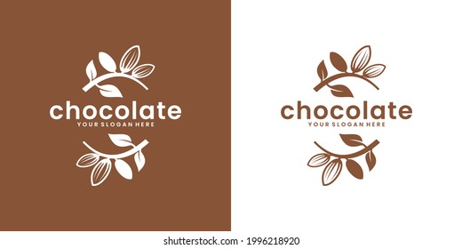 vintage logo chocolate fruit plant creative design