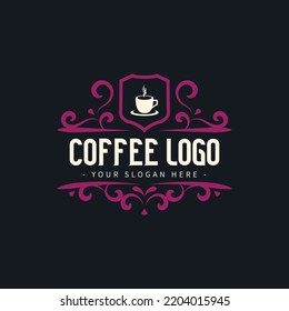 Vintage logo for coffee shop, restaurant food and drink