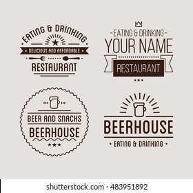 Vintage logo. Coffee shop template. Restaurant label. Beer house label. Graphic design element for business cafe, bar, pub. Vector Illustration isolated on background.