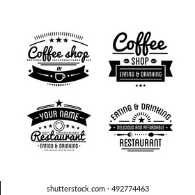 Vintage logo. Coffee shop template. Restaurant label. Beer house label. Graphic design element for business cafe, bar, pub. Vector Illustration isolated on background.