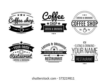 Vintage logo. Coffee shop template. Restaurant label. Beer house label. Graphic design element for business cafe, bar, pub. Vector Illustration isolated on background.