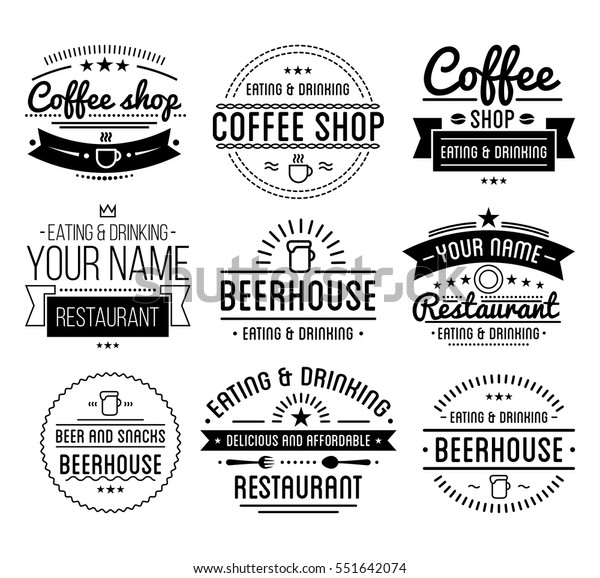 Vintage Logo Kaffeeservice Vorlage Restaurant Label Bier Haus Etikett Grafisches Design Element Stock Vektorgrafik Lizenzfrei