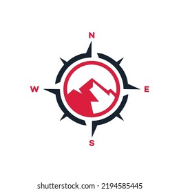 vintage logo compass and mountain template illustration
