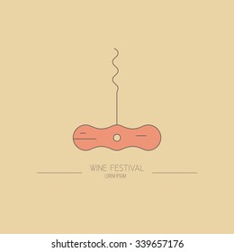Vintage logo with corckscrew