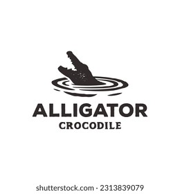 vintage logo crocodile and anchor template illustration