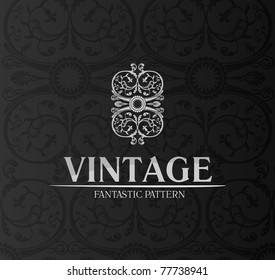 Vintage logo decor label ornament background emblem. vector black