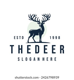 vintage logo deer wild vector illustration