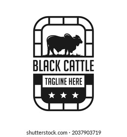 vintage logo design brahman cattle farm inspiration illustration