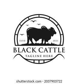 vintage logo design brahman cattle farm inspiration illustration