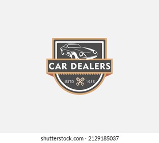 vintage logo design . car dealers logo design template illustration