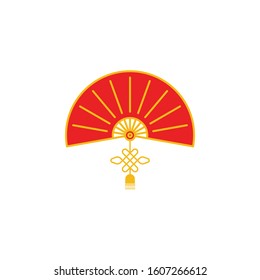 Vintage Logo Design, Chinese New Year or Gong Xi Fa Chai, One Fan with a Line