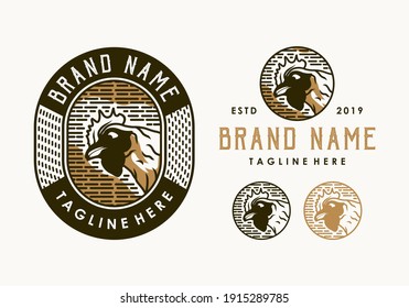 Vintage logo design elements with 
farm roosters