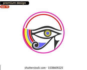 vintage logo design vector isolated, mythology of egypt, eye of horus