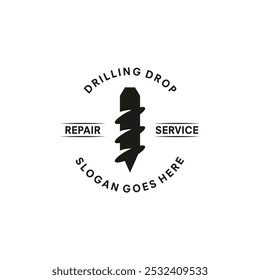 vintage logo drill vector template illustration