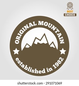 Vintage logo, emblem, label, print or logotype elements with mountains