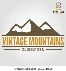Vintage logo, emblem, label, print or logotype elements with mountains