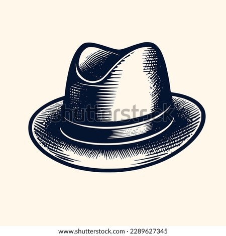 Vintage logo of a fedora. Black and white old-school logo of a cowboy hat. Aesthetic retro logo of a mafia hat isolated on white background. vector icon.