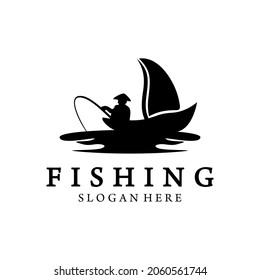 vintage logo fishing vector logo