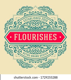 Vintage logo with floral details