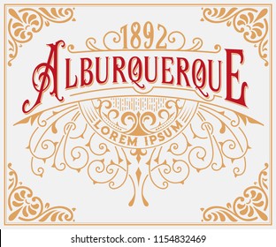 Logo de época con marco floral. Vector. Organizado por capas