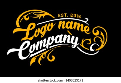 Vintage logo with floral ornaments