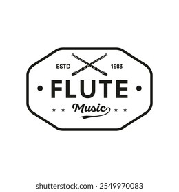 vintage logo Flute vector template illustration