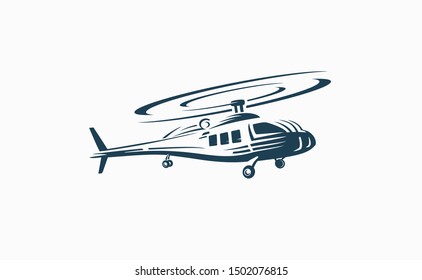 Vintage logo of flying helicopter. Modern logotype