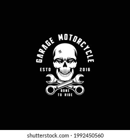vintage logo garage motorcycle,emblem,monochrome,sign,label,rider logo,bikers,custom,vector template in black background