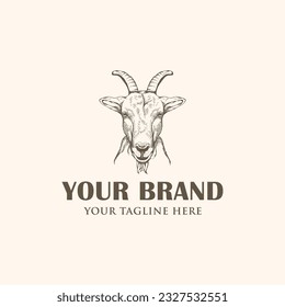 Vintage logo of a goat head illustration