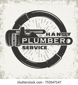 Vintage logo graphic design, print stamp, plumber typography emblem, Creative design, Vector