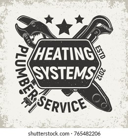 Vintage logo graphic design, print stamp, plumber typography emblem, Creative design, Vector