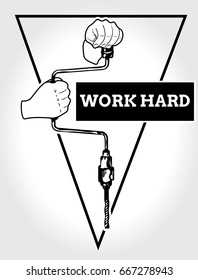 vintage logo hand with vertical hand drill