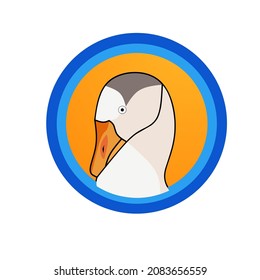 Vintage Logo Kopf Gänse Vektorbild. Gänsekopf bunter Logo-Illustration
