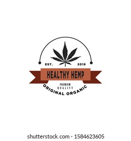 vintage logo of healthy hemp for your badge,emblem,label or brand identity.
