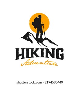 vintage logo hiking adventure template illustration