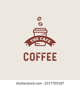 Vintage Logo Hipster estilo retrô para café Negócios, Café, Cafeteria, Feijões, Xícara, Ícone