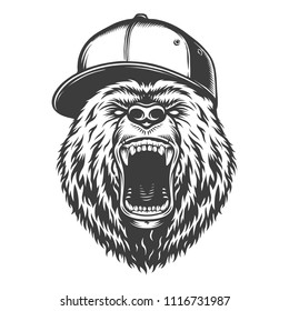 Vintage logo hipster style bear. Vector illustration svg