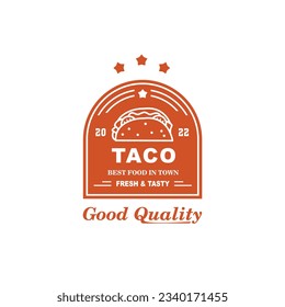 logotipo vintage hipster taco para alimentación y café icono plantilla vector