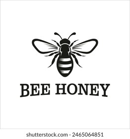 vintage logo honey bee vector template illustration
