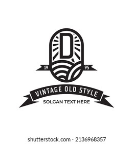 Vintage logo illustration with letter D design template, Vintage Luxury Banner Template Design.