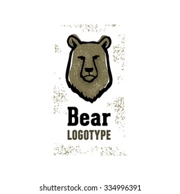 Vintage logo with the image of a bear, made a print of the stamp.