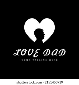 Vintage Logo inspirational design about a best father with silhouette style and love light