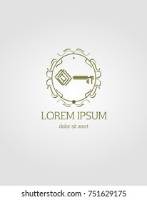 Vintage logo with key.