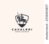 Vintage Logo of Knight on Horse with Shield and Lance