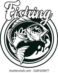 Vintage logo largemouth bass fish 