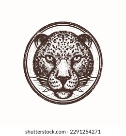 Vintage logo of a leopard head. an old-school logo of a cheetah. Aesthetic retro logo of a panther isolated on white background. vector logo.