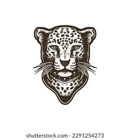 Vintage logo of a leopard head. an old-school logo of a cheetah. Aesthetic retro logo of a panther isolated on white background. vector logo.