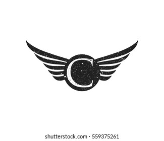 Vintage Logo Letter C Grunge Wing Vector Element Design